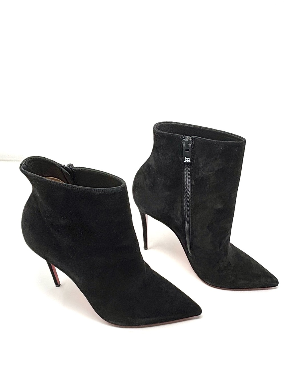 Christian Louboutin So Kate Black Suede Pointed Stiletto Ankle Booties 100 mm 39